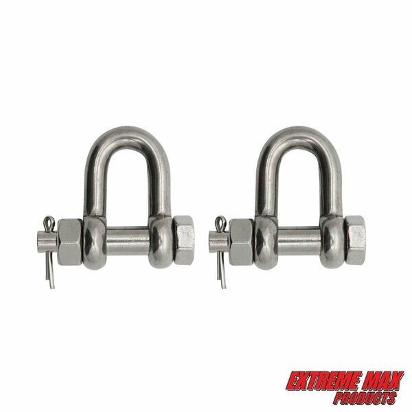 Extreme Max 3006.8339.2 BoatTector Stainless Steel Bolt-Type Chain Shackle - 1/4